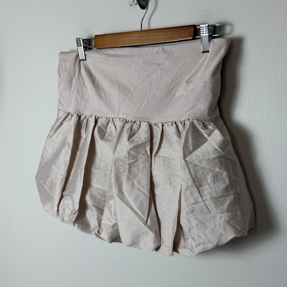 Anthropologie Neutral Bubble Hem Mini Skirt Smocked Back Size M Coquette Y2K - Picture 3 of 11